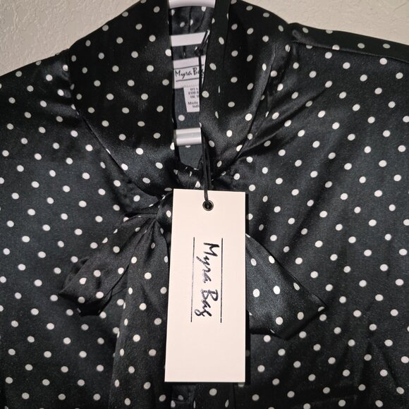 Myra Bag sz Large Shirt Black w/ white dots NWT - Picture 2 of 3